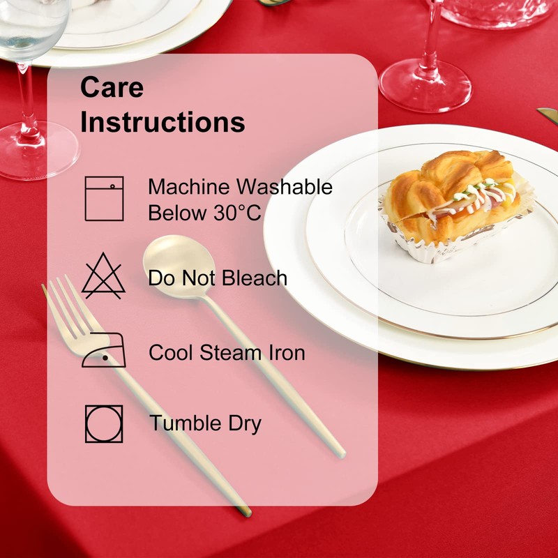 DWCN Wipe Clean Tablecloth Red Table Cloth Outdoor Table Cloth