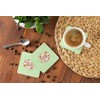 Caroline's Treasures CK4357FC Yorkie Green Flowers Foam Coaster Set of