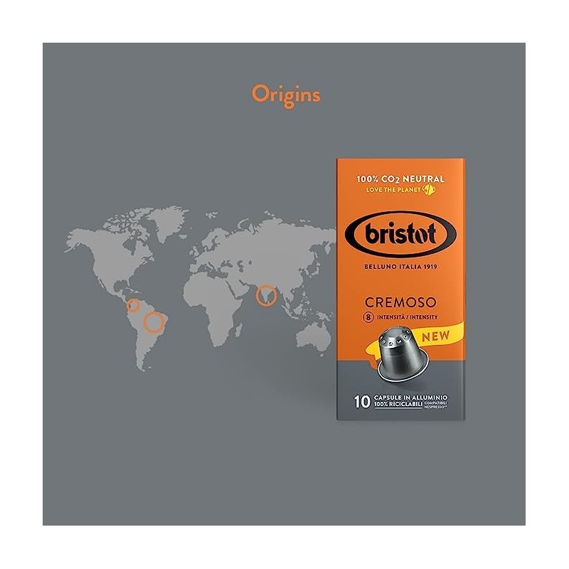 Bristot Cremoso Aluminium Capsules Compatible with Nespresso Original Line Machines