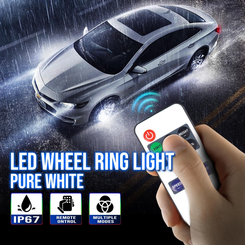 Beatto 14 inch Bright White Double Row Wheel Lights, Pure