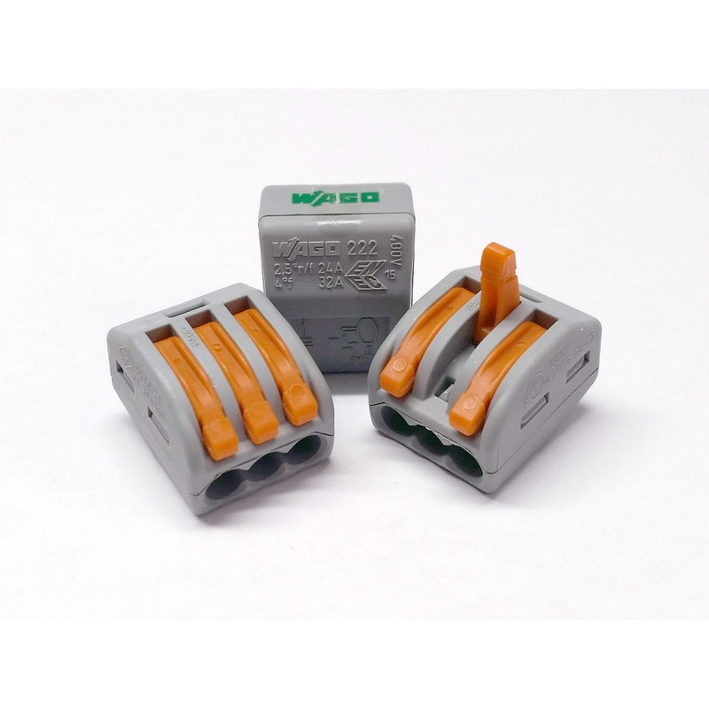 WAGO 222-413 3 Ladder Terminal Block with Lever, 4 mm