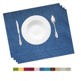 HOMEYNICE Placemat Set-Washable Place Mats for Parties, Elegant Table Mats for Kitchen Table, Set of 4 Dining Table Placemats, Heat-Resistant Cloth Placemats for Indoor and Outdoor,13x19-Navy Blue
