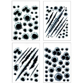3D Bullet Hole Car Stickers Ultra, 4 PCS Realistic Fake Bullets Safe for Paint Laptop Car, Truck auto Body Scratch and dent Cover Prank, Funny Gunshot Sticker Fake Bullet Gun Shot for Bumper Window