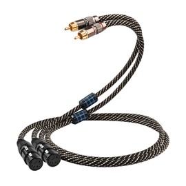 YYTCG RCA to XLR Cable 1.64FT, 2-Pack Male RCA to Female XLR Adapter Cables with OFC Core, Gold-Plated Connectors, Nylon Braid, HiFi Audio Cable for Amplifiers,Mixers,Microphones(1.64ft/0.5m)