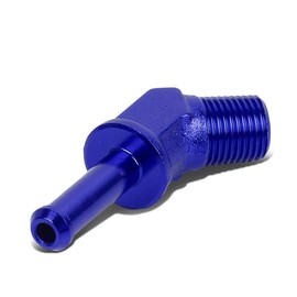 Auto Dynasty 1/8 inches NPT Male 45 Degree to 1/4 inches Hose Port Nipple Aluminum Finish Adapter (Blue)