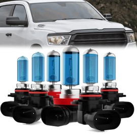 LECCIBUB Headlight Bulbs Compatible With Dodge Ram 1500 2500 3500 2009-2018, 9005 High Beam + H11 Low Beam + 9006 Fog Lights Halogen Light Bulbs, Super Bright 6000K White, Plug and Play, Pack of 6