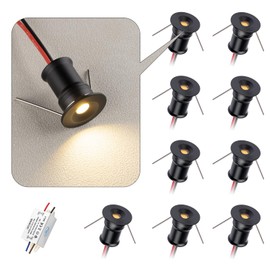 HHTUN 902 Led Mini Spotlight DC12V 1W,Suitable for bookcases,cabinets,and Various Display cabinets as Decorative Lights,Embedded Installation,Soft Lighting,with Power Supply (4000K,Black,9Pack)