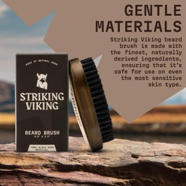 Striking Viking Beard Brush Wild Boar Bristles - 11 cm, Brown, Beech Wood Handle - Antistatic for Easy Beard Care - Soft Beard Brush for 3-Day Beard - Compact & Robust for Travel