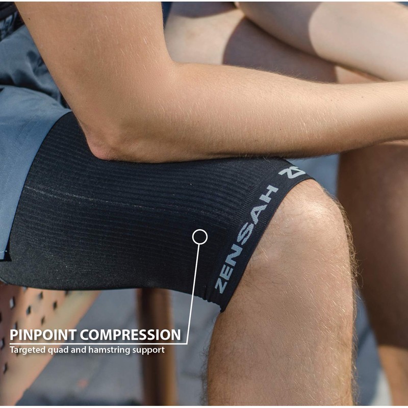 Zensah Thigh Compression Sleeve - Support for Pulled Hamstring, Quad