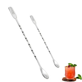 Yoseka Bar Spoon, Stainless Steel (304) Stirrrrer, Spiral Spoon, Stylish, Cocktail 10.2 inches (26 cm) + Muddler 12.6 inches (32 cm), 2 Pieces, Durable, Commercial and Home Use