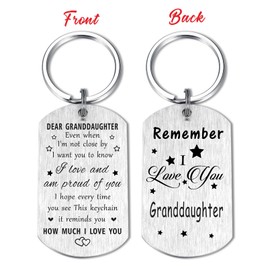 Resdink Granddaughter Keychain Gifts - to My Dear Granddaughter, I Love You Granddaughter Birthday Christmas Key Chain, Best Graduation Gifts for Adult Granddaughter Teen Girl