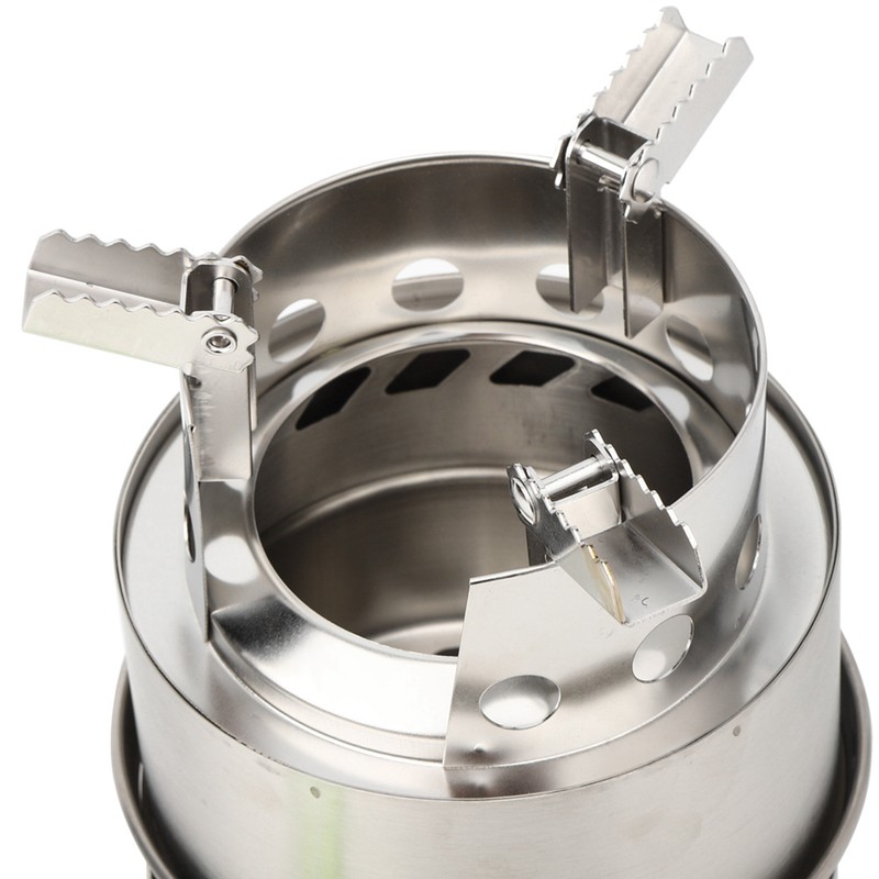 Outdoor Camping Equipment Windproof Wood Stove Cooking Stainless Steel Movable