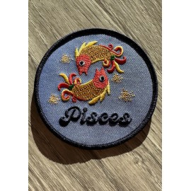 Pisces Water Sign Astrological Horoscope Symbol Embroidered Patch Iron on 3.5”