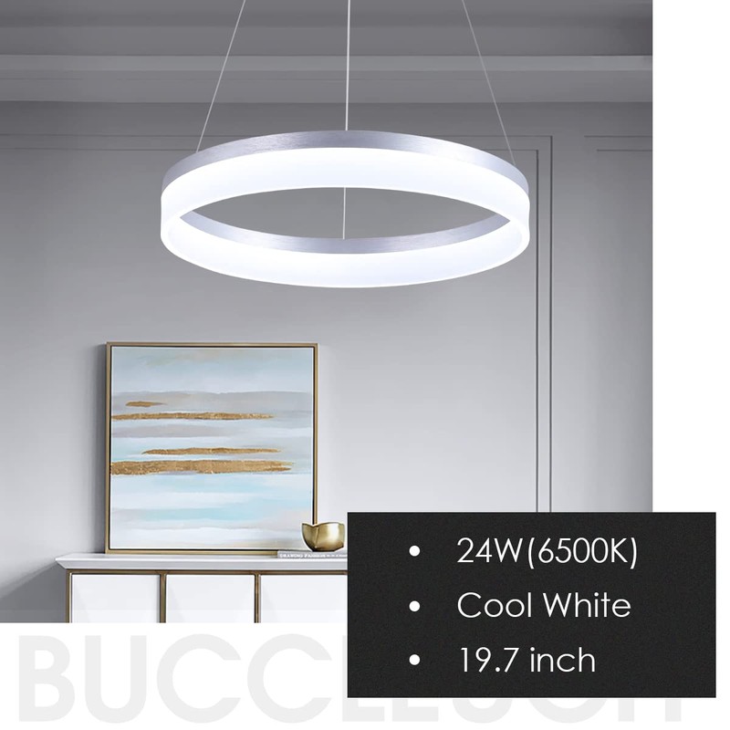 Buccleuch Modern LED Pendant Light, Dimmable Silver LED Chandelier for