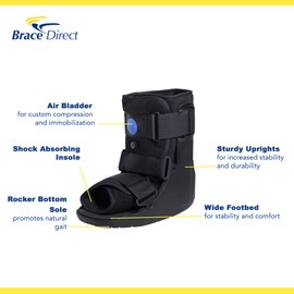 Brace Direct Short Air Walker Cam Fracture Boot - For Ankle or Foot Fracture, Sprained Ankle, & Injury Protection and Stabilization Fracture Boot