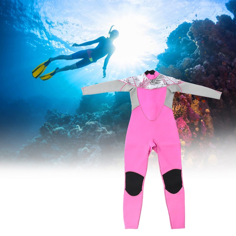 Women's Long Sleeve Wetsuit Neoprene Elastic Swimming Surfing Diving Swimsuit(XL)