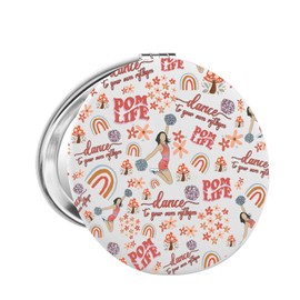 FAADBUK Cheerleader Gift Pom Coach Gift Cheerleading Gifts Pom Dance Makeup Mirror for Her (Pom Life Mirror)