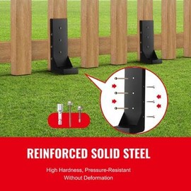 Happybuy 6-Pack Fence Post Anchor Repair Kit, 3.5 x 3.5 Inches Inner Diameter, Heavy Duty Steel Support Stakes, Anchor Ground Spike for Repair of Tilted, Broken Wood Fence Posts