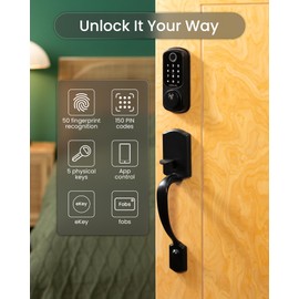DESLOC B200 Keyless Entry Door Lock with Handle Set, Smart Locks for Front Door, Deadbolt Smart Lock, Front Door Locks Set, Electronic keypad Deadbolt with Handle, 12 Months Battery, IP54
