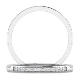 INSPEREZA NEW YORK 1/10 Carat 10K White Gold Round Lab Grown Diamond Petite Wedding Anniversary Stackable Band. (G Color, SI Clarity) - White - 7.5