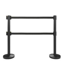 Lukso LUK40SDB Black 40" ADA Compliant Stanchion with Dual 10' Retractable Belt