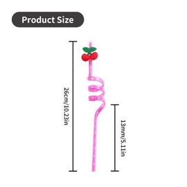 Colorful Curly Plastic Straws - 6 Pack Fun Fruit Party Reusable Drinking Straws for Kids' Parties Family Gatherings and More