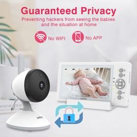 JouSecu Baby Camera Monitor with 29-Hour Battery, 5 Inch Large Split-Screen Video Baby Monitor with Camera and Audio, Baby Monitor No WiFi, Two-Way Talk, Night Vision, 1000ft Long Range, Ideal for Mom
