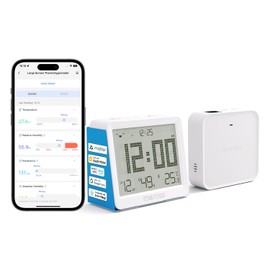 Meross WiFi Hygrometer Indoor Thermometer, Smart LCD Digital Temperature Humidity Meter with App Notification, Humidity Sensor Compatible with Matter, HomeKit, Alexa, Google, with MSH450 Hub