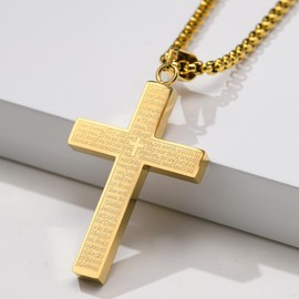 AIFUYUDM Silver Cross Chain Men's Necklace Men's Classic Curb Chain Silver Chain Men's 24 Inch Hip-Hop Chains for Men Cross Chains for Men Gifts for Men
