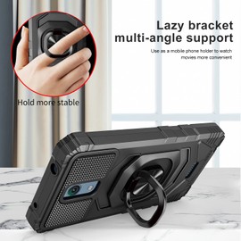 GORGCASE Case for Cricket Vision 3 CASE/AT&T Calypso CASE(U318AA) w/(Full Coverage)Heavy Duty Shockproof Magnetic Car Mount Ring Stand Protective Cover Man Purple Black, NST BLACK