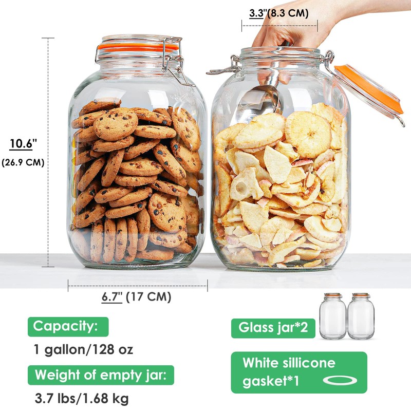 Qianfenie Glass Jars with Airtight Lids, 2 Pack - 1