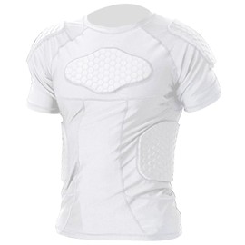 MK MOSSE KARNE Padded Football Shirt Chest Protector Heart Guard Padded Compression Shirt 6-Pads Protective Gear for Baseball,Basketball,Paintball