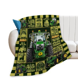 Truck Tractor Blanket Super Soft Cozy Warm Car Plush Throw Blanket Fuzzy Fleece Farm Tractor Bedding Blanket Gifts for Kids Girls Boys Women 40"X50"