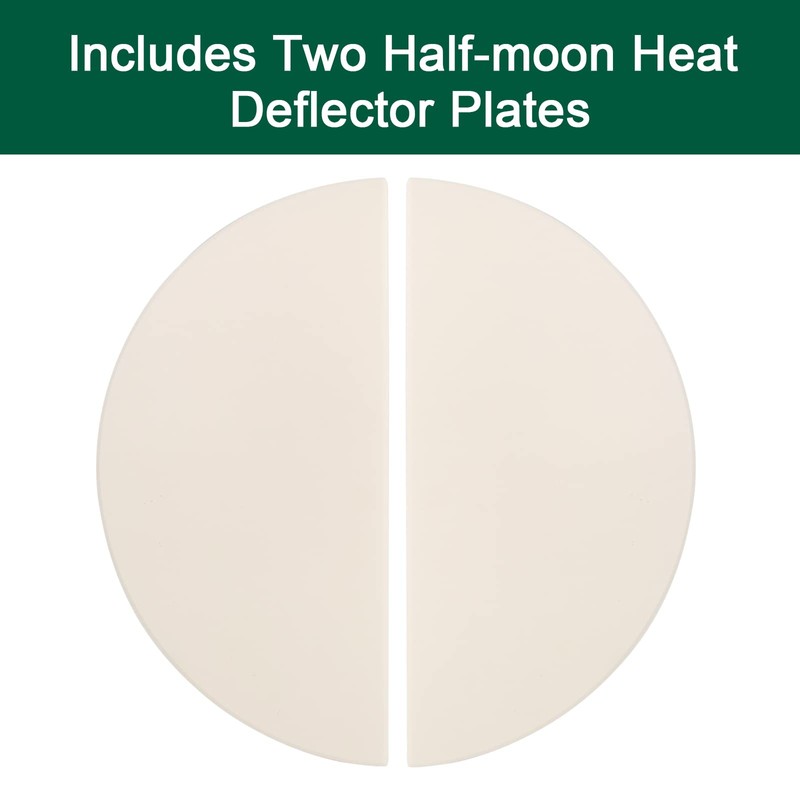 Quantfire Half-Moon Ceramic Heat Deflector Plates for Kamado Joe Big