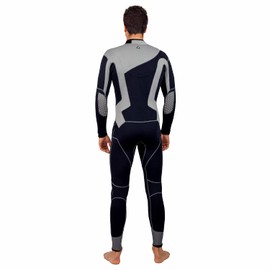 Aqua Polo Manta Ray Wetsuit for Men | Scuba Diving | 3 mm SC Neoprene | 4-Way Super Stretch | Neck Cuff Ankle Gaskets (Black/Grey, XLS)