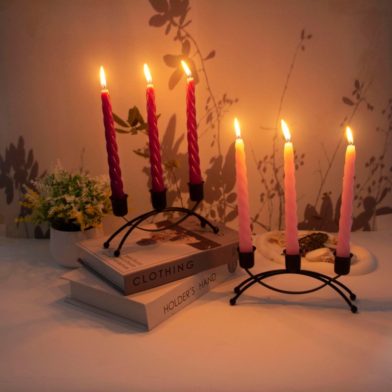 2 Pack Iron Candle Holder with Three Holes, Suitable for