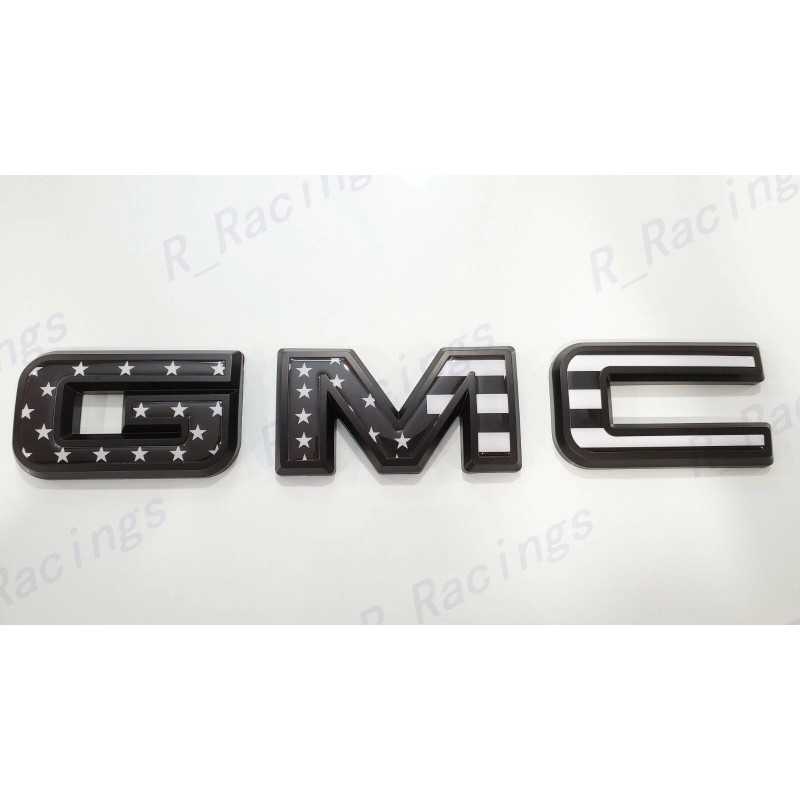 Auto Front Only Black USA Flag Emblem Overlay 2019-2025 GMC