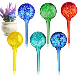 Soilagua Multicolored Small Plant Watering Globes, Non-Clogging Glass Water Bulbs for Outdoor | Indoor Plants, Self Watering Planter Insert, Vacation Plant Watering Devices, Automatic Waterer, 6-Pack