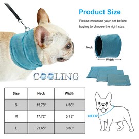 Dog Instant Cooling Bandana, Breathable Pet Scarf Cooling Collar for Dogs, Ice Towels for Bulldog, Cats Ice Collar in Summer, Cooling Towel Neck Wrap for Dogs with Leash Hole
