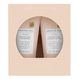 Kristin Ess Signature Travel Size Salon Shampoo + Conditioner Set for Moisture, Softness + Shine - Anti Frizz + Lightly Clarifying - Sulfate Free, Vegan + Safe for Color Treated Hair - Mini Travel Set