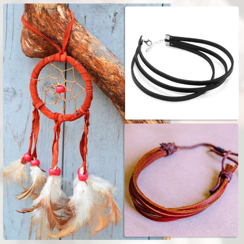 sourcing map Flat Leather Cord, 3.3 Yard 3mm Leather String