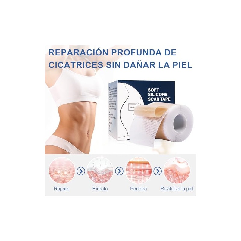 4M Parches de Silicona para Cicatrices, Cinta Medica Reutilizable Cuidado