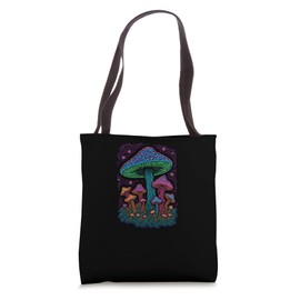 Psychedelic Glowing Mushroom Art | Blacklight Forest Fungi Tote Bag