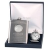 Engraved 21st Birthday 21 Feature Pocket Watch and Hip Flask