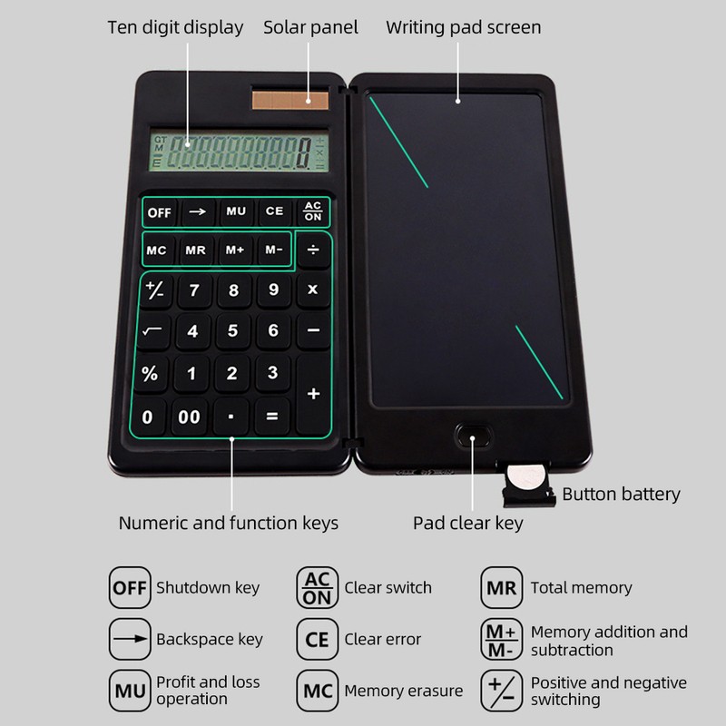 Scientific Calculator with 6 Inch Writing Board and Pen Dual