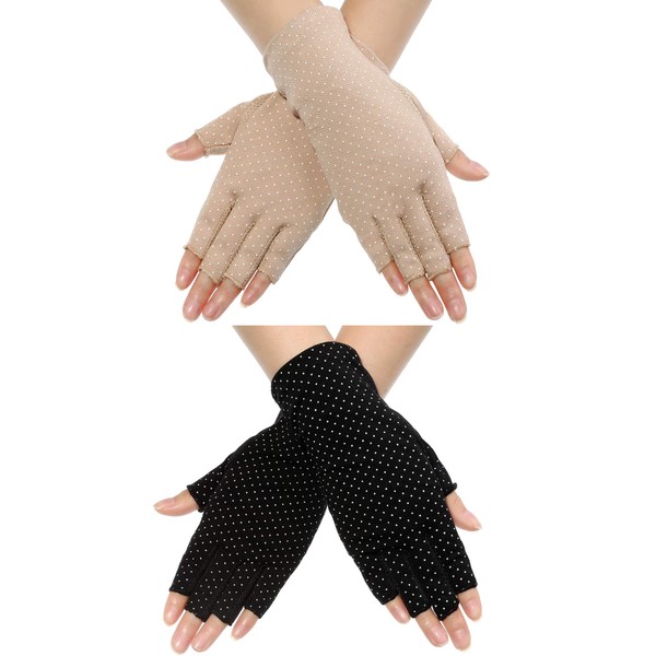 Maxdot Fingerless Gloves Non Slip UV Protection Driving Gloves Summer