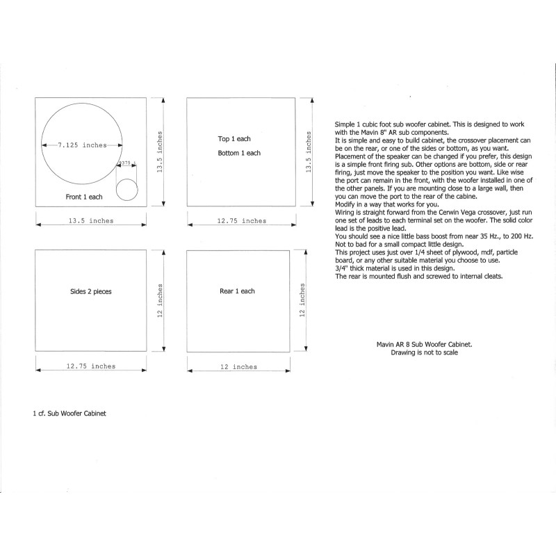 Acoustic Research; CERWIN VEGA Sub Woofer 4 ohm 8" Kit