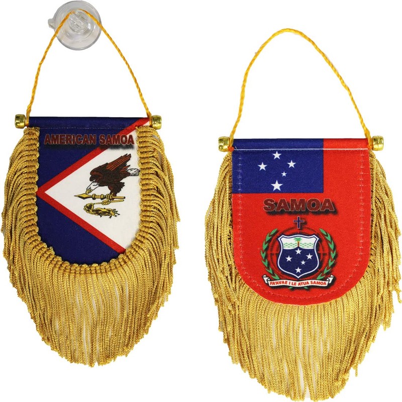 American Samoa and Samoa - Double-Sided Window Hanging Flag (Shield)