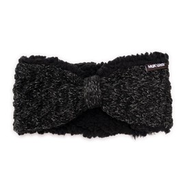 MUK LUKS Women's Standard Butterfly Acrylic & Lurex Cable Headband, Ebony/Dk Grey Heather