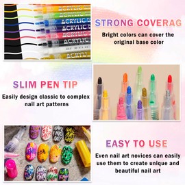 IONSGAKO IONSGAKO 24 Colors Nail Art Pens Set Nail Polish Pens Nail Art Drawing Graffiti Marker Pen Quick Dry Waterproof Nail Art Painting Pens Kit for Home DIY Nail Art Design